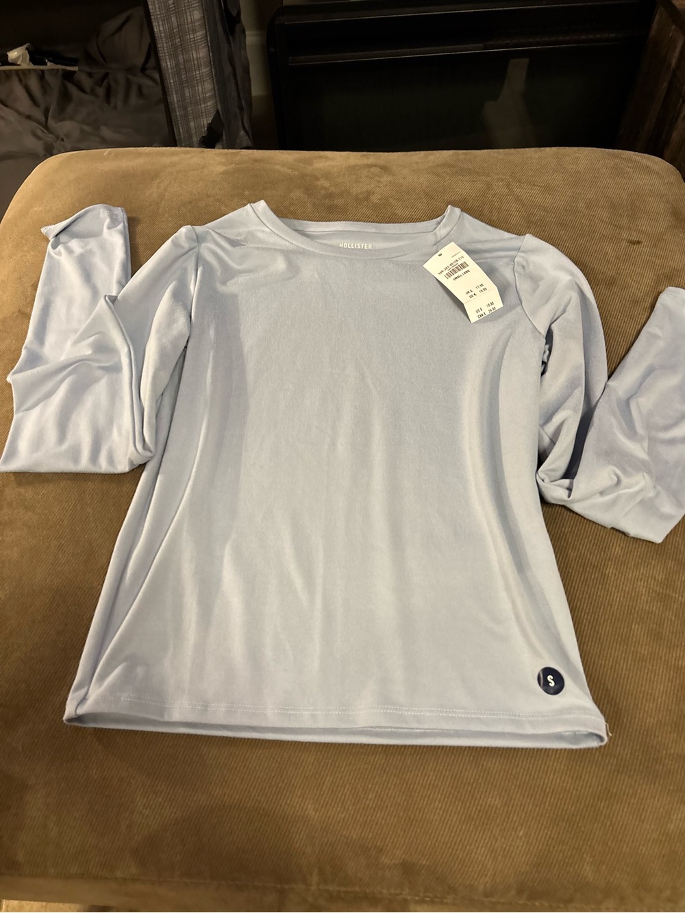 Hollister Pale Blue Crew Neck Long Sleeve Top